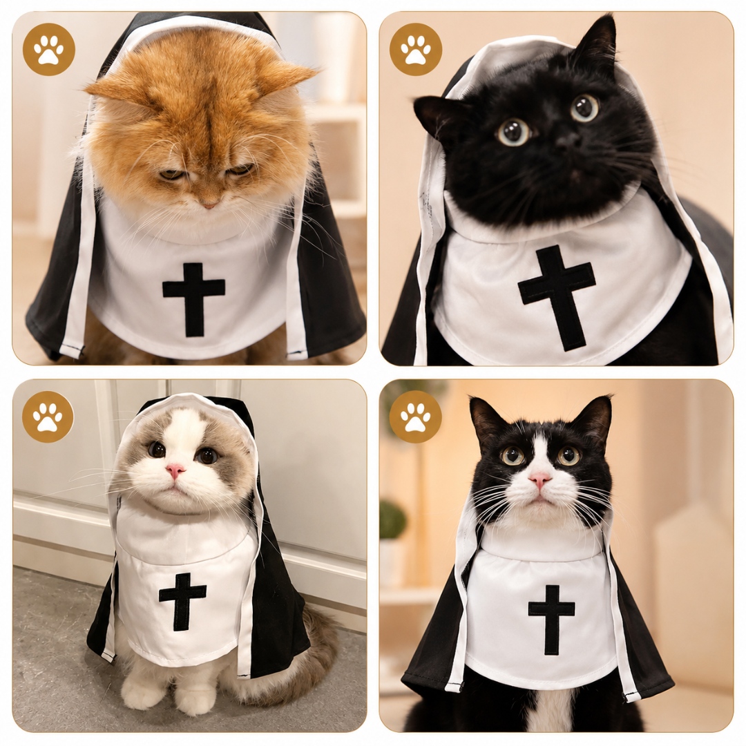 Disfraz De Monja "Holy Paws" Para Gatos
