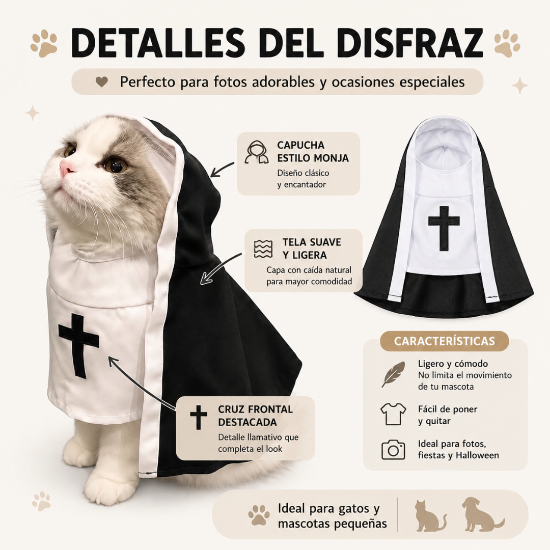 Disfraz De Monja "Holy Paws" Para Gatos